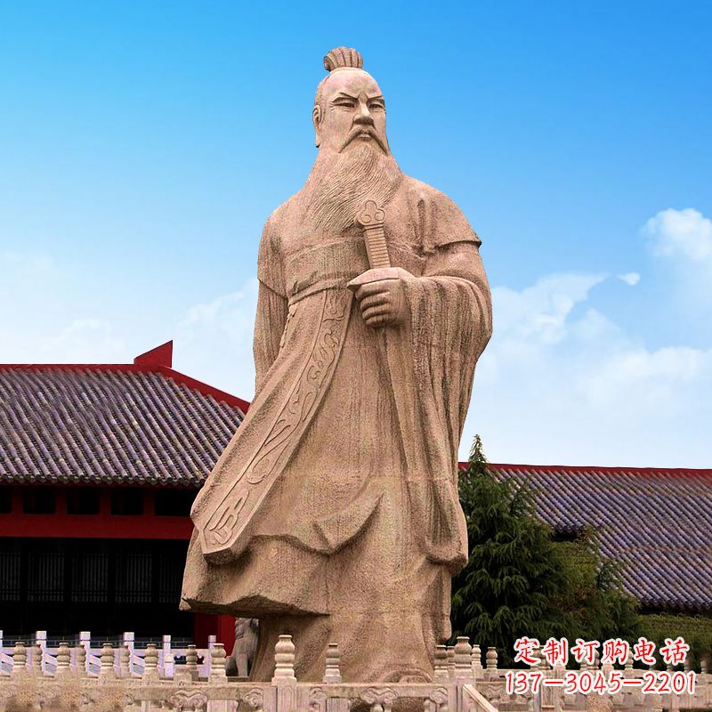 潍坊魏武帝曹操砂岩石雕塑像