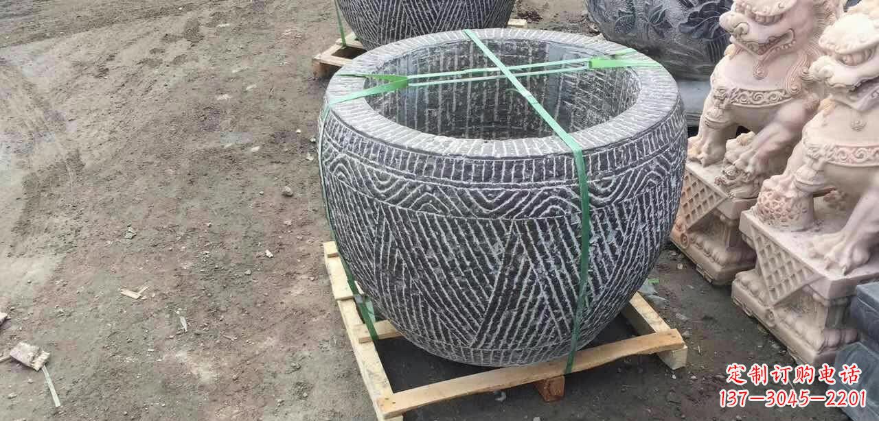 潍坊纹理石浮雕水缸