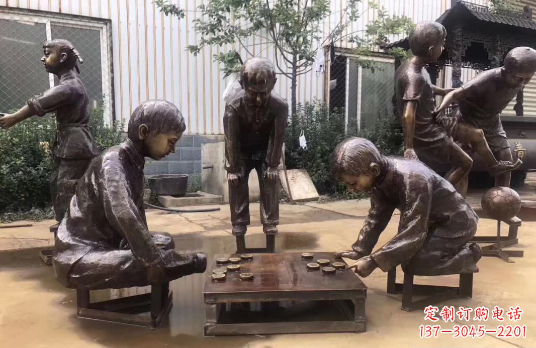 潍坊下象棋儿童铜雕