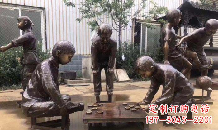 潍坊下象棋儿童铜雕 (2)