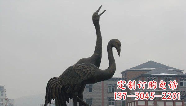 潍坊仙鹤公园景观铜雕