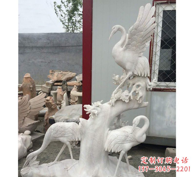 潍坊仙鹤松树石雕
