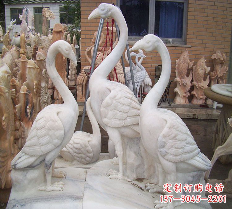 潍坊仙鹤衔树枝 石雕