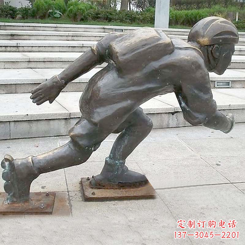 潍坊小孩滑旱冰广场人物运动雕塑