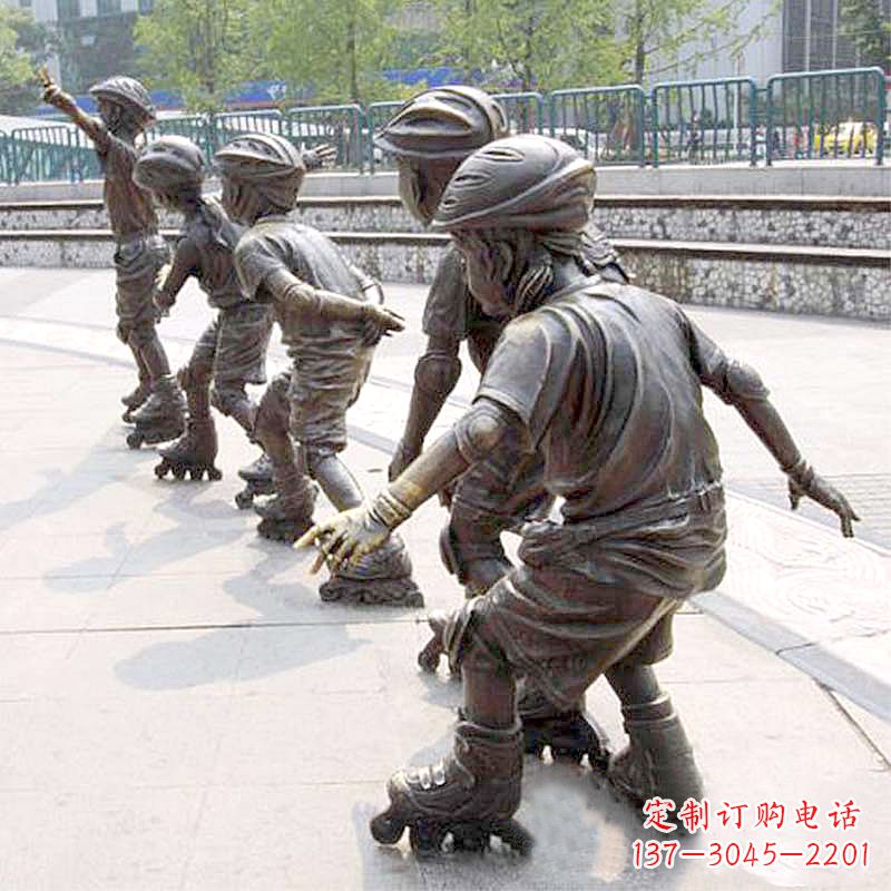 潍坊小孩滑旱冰广场运动主题雕塑