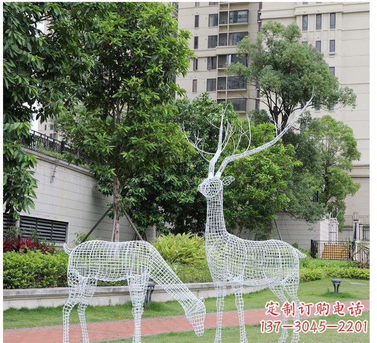 潍坊小区不锈钢镂空梅花鹿鹿雕塑