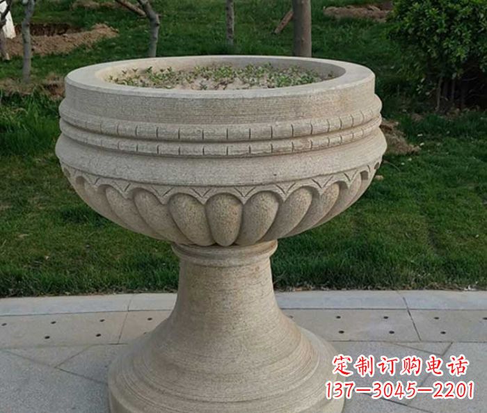 潍坊小区大理石花盆摆件石雕