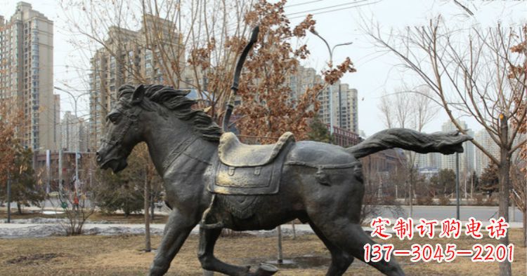 潍坊小区动物奔跑的马铜雕