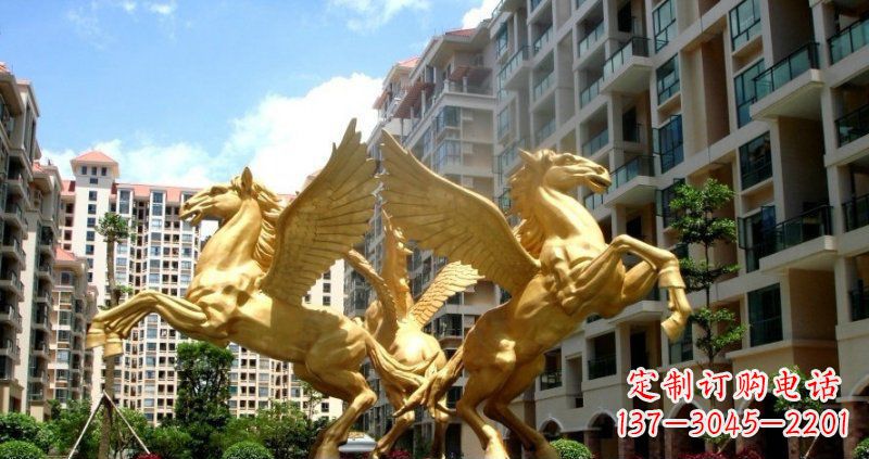潍坊小区飞马动物铜雕