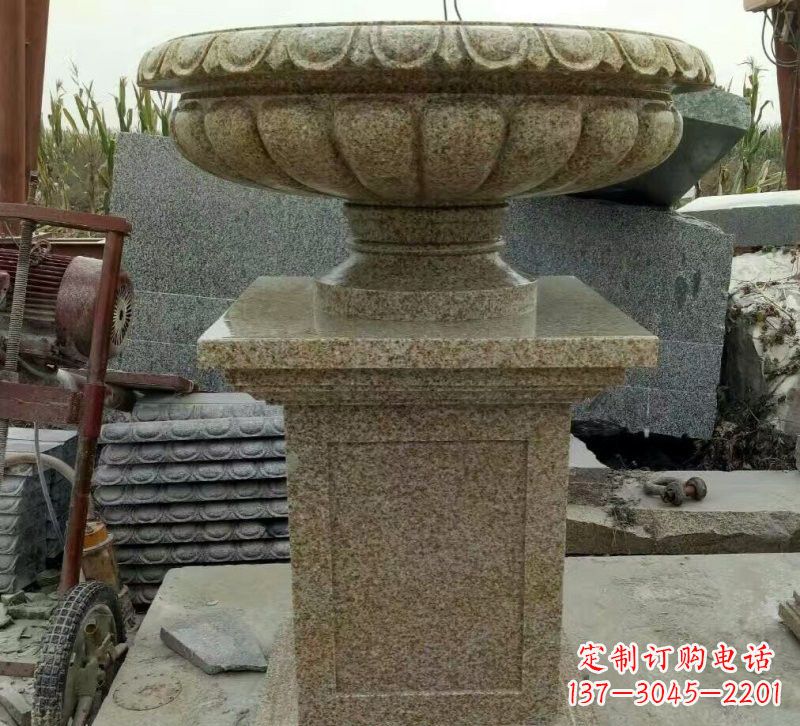 潍坊小区花岗岩花盆雕塑