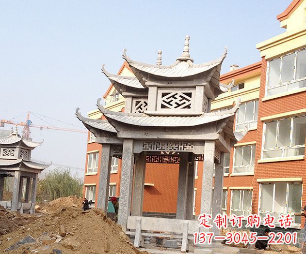 潍坊小区景观大理石凉亭石雕