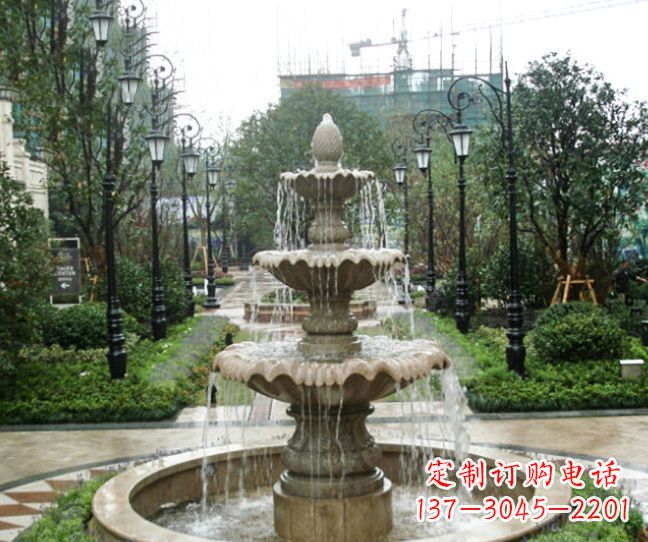 潍坊小区景观大理石喷泉石雕 (4)
