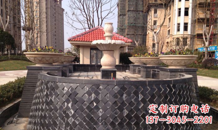 潍坊小区景观大理石喷泉石雕 (3)