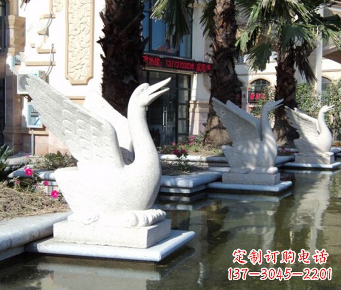 潍坊小区景观大理石天鹅喷泉石雕