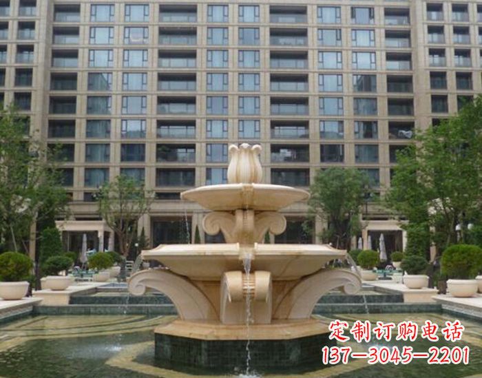 潍坊小区景观晚霞红喷泉石雕 (2)