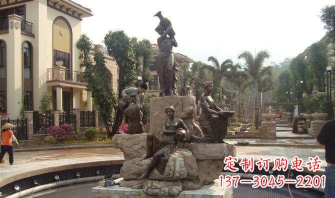 潍坊小区西方美女喷泉人物铜雕