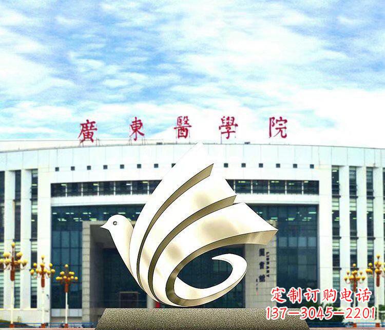 潍坊校园不锈钢抽象和平鸽雕塑