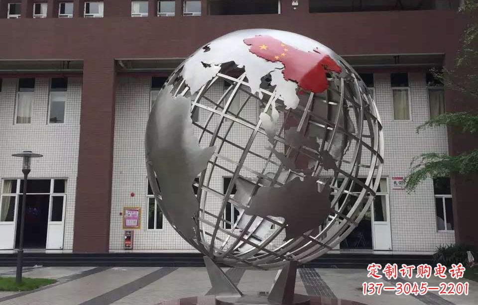 潍坊校园不锈钢地球仪雕塑 (4)