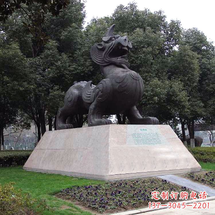 潍坊獬豸神兽雕塑-公园上古神兽景观雕塑