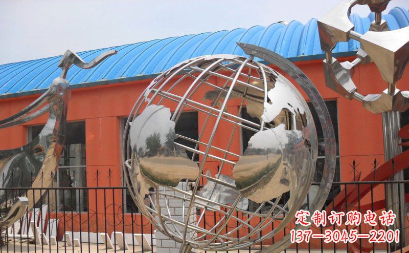 潍坊学校不锈钢地球仪雕塑