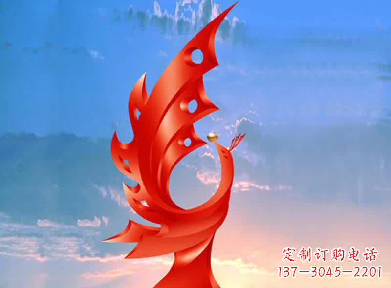 潍坊学校不锈钢奋进凤凰标志雕塑