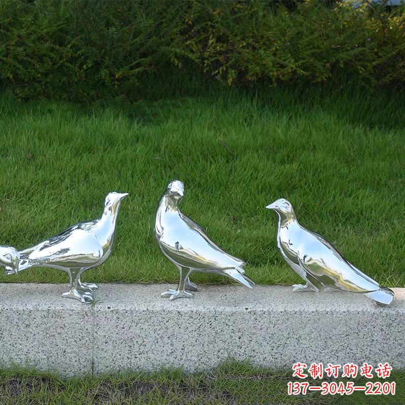 潍坊银白色不锈钢电镀鸽子雕塑摆件