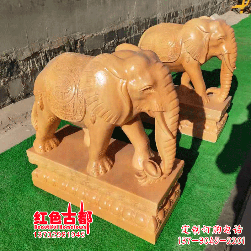 潍坊银行门口的石雕大象