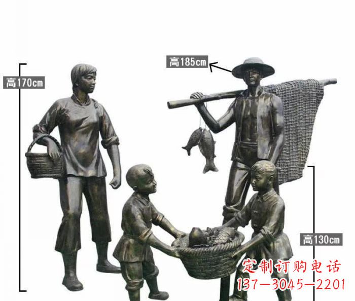 潍坊渔夫捕鱼民俗铜雕 (3)