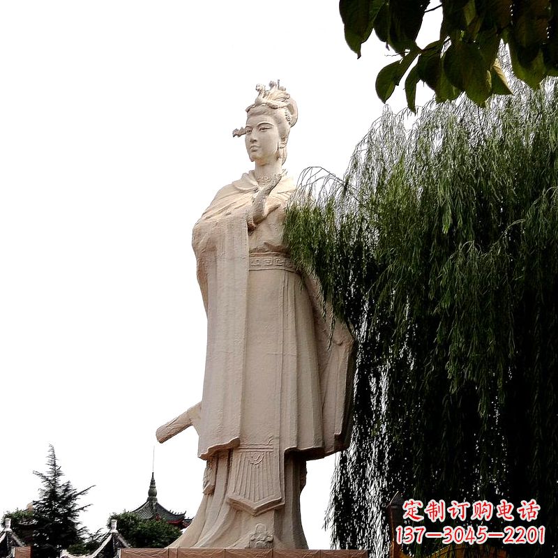 潍坊虞姬砂岩石雕-景区园林古代人物著名美女雕像