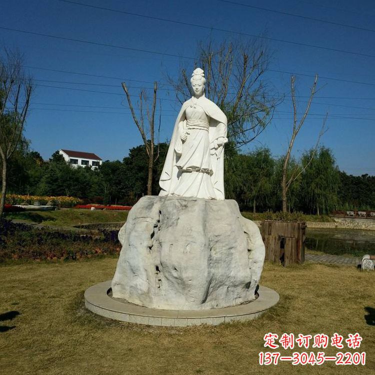 潍坊虞姬石雕塑-公园历史名人楚汉时期美女雕像