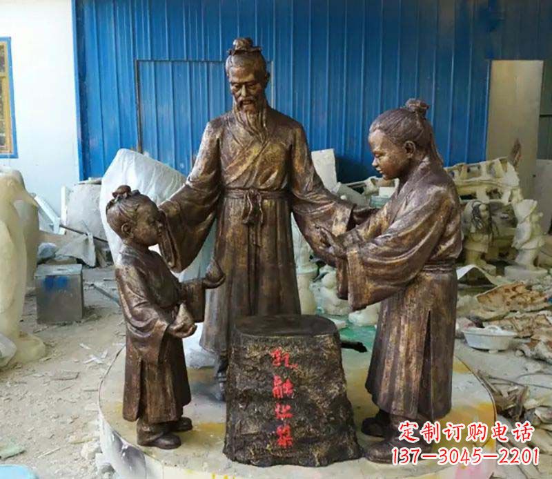 潍坊寓言故事孔融让梨人物铜雕