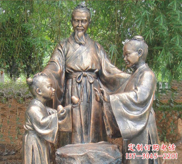 潍坊寓言故事铜雕_孔融让梨