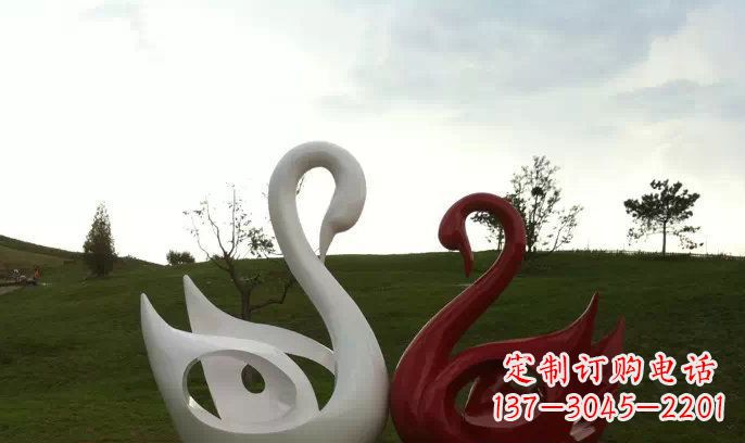 潍坊园林不锈钢抽象天鹅雕塑