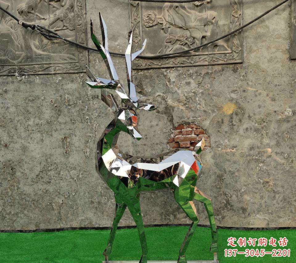 潍坊园林不锈钢抽象小鹿雕塑