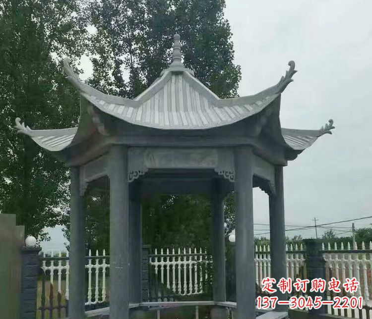 潍坊园林仿古石凉亭景观石雕 (2)