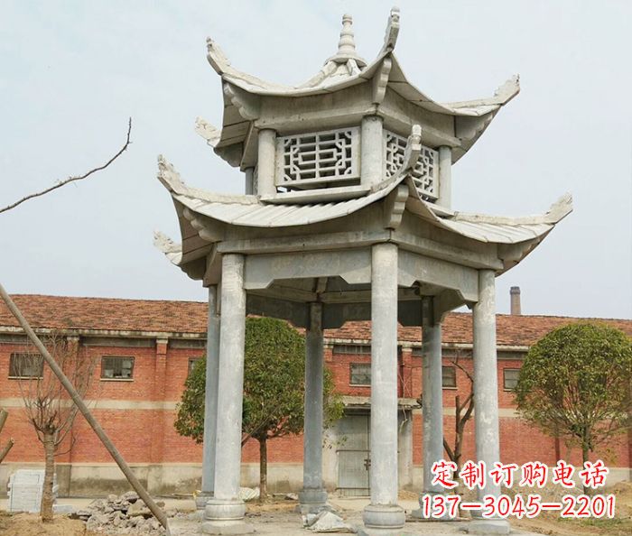 潍坊园林仿古双层石雕凉亭 (2)