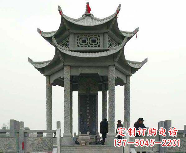 潍坊园林仿古双层石凉亭景观石雕