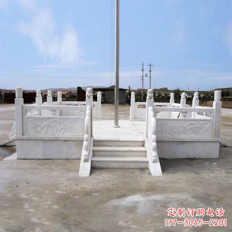 潍坊园林广场升旗台汉白玉石雕国旗台