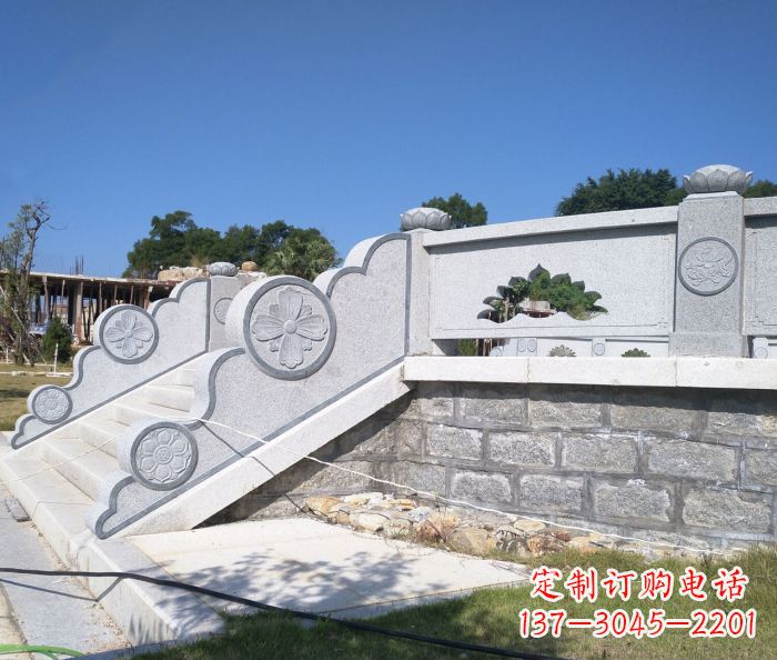 潍坊园林景观大理石镂空莲花石栏板 (2)