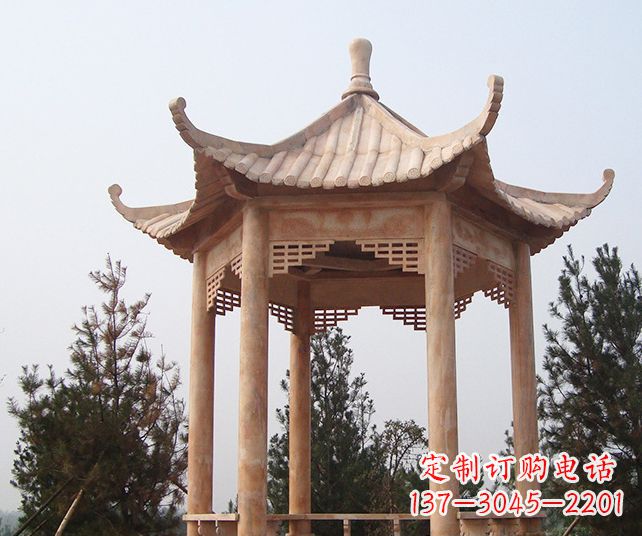 潍坊园林景观单层石雕凉亭 (3)
