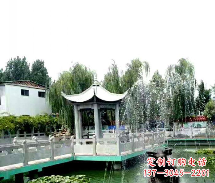 潍坊园林景观单层六角石雕凉亭