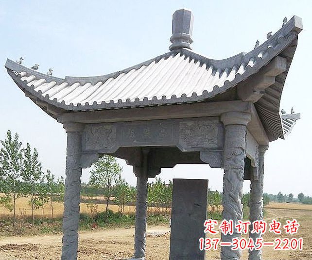 潍坊园林景观单层石雕凉亭 (4)
