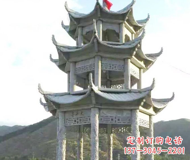 潍坊园林景观多层凉亭石雕 (3)