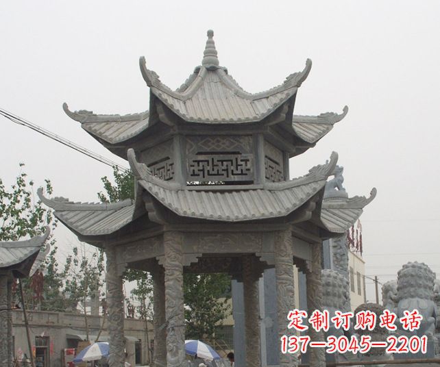 潍坊园林景观仿古石雕凉亭 (2)