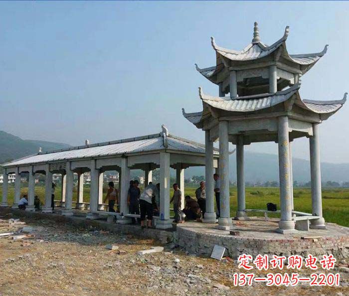 潍坊园林景观仿古石雕长廊凉亭