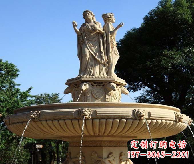 潍坊园林景观西方人物喷泉石雕