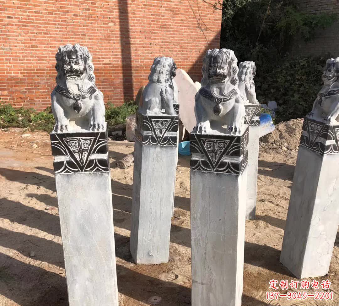 潍坊园林石雕狮子拴马桩