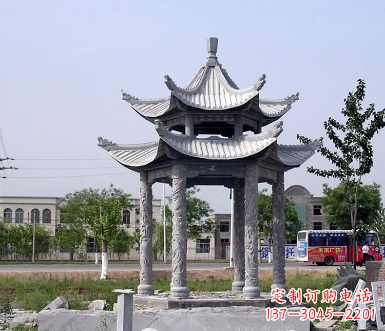 潍坊园林双层仿古凉亭石雕