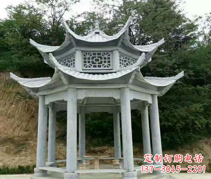 潍坊园林双层凉亭石雕 (2)