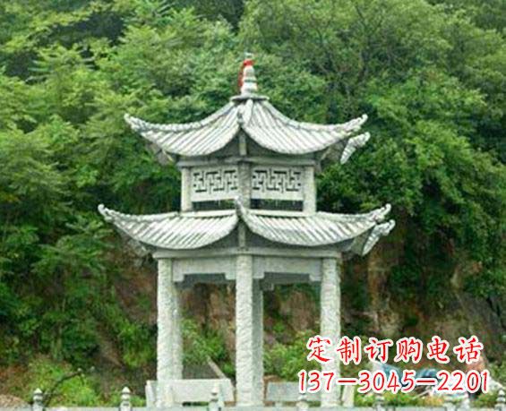 潍坊园林双层六角石凉亭景观石雕